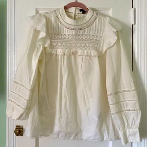 JCrew crochet lace ruffle top size M